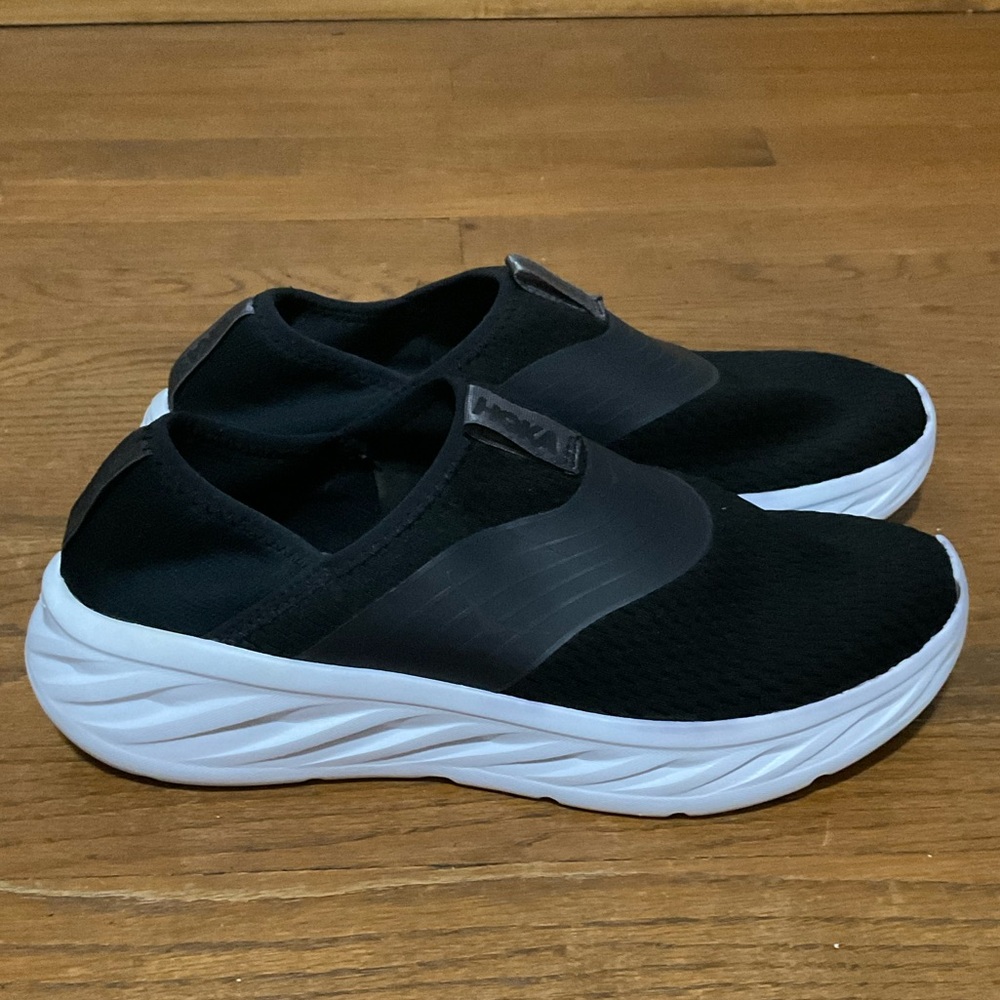 Hoka One One Black and White Slip-On Sneakers - Picture 6 of 11